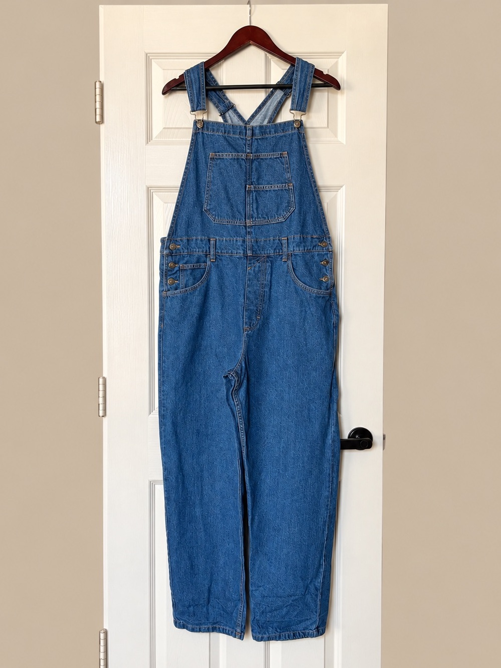 We The Free People Classic Straight Leg Blue Denim Overalls